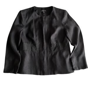 Jones New York Collection : NEW Linen Blend Black Waist Detail Jacket : 16